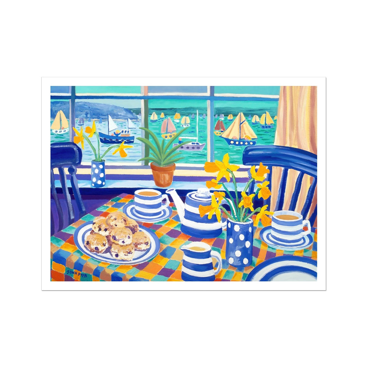 John Dyer Fine Art Print. Open Edition Still Life Cornish Art Print. 'Cornish Teatime'. Cornwall Art Gallery