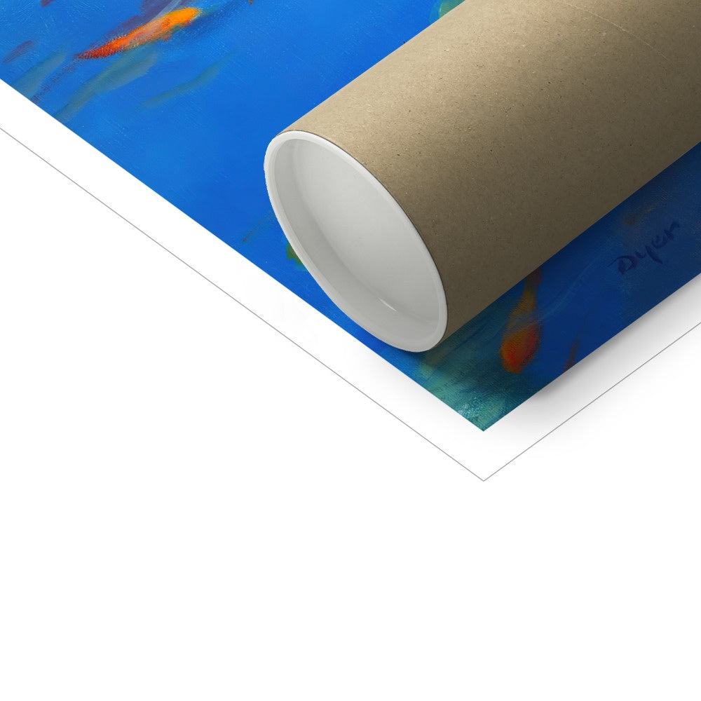 Ted Dyer Museum Quality Open Edition Cornish Art Print. 'Water lilies and Sky Reflections, Kimberley Park Pond, Falmouth'. Cornwall Art Gallery