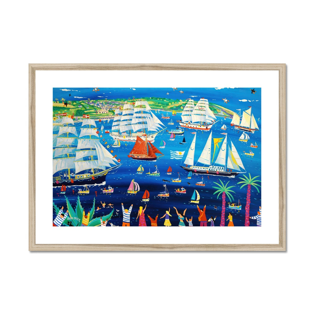 John Dyer Framed Open Edition Cornish Fine Art Print. Falmouth Tall Ships Races 2023. Cornwall Art Gallery