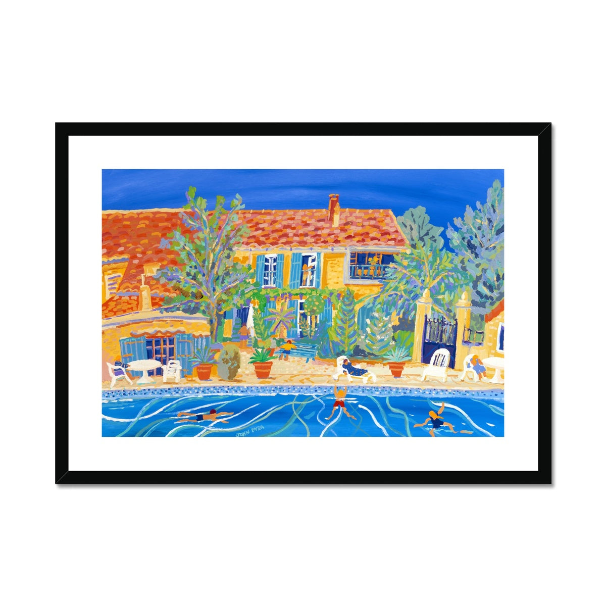 John Dyer Framed Open Edition Cornish Art Print. 'Holidays in Provence, Rasteau'. French Art Gallery