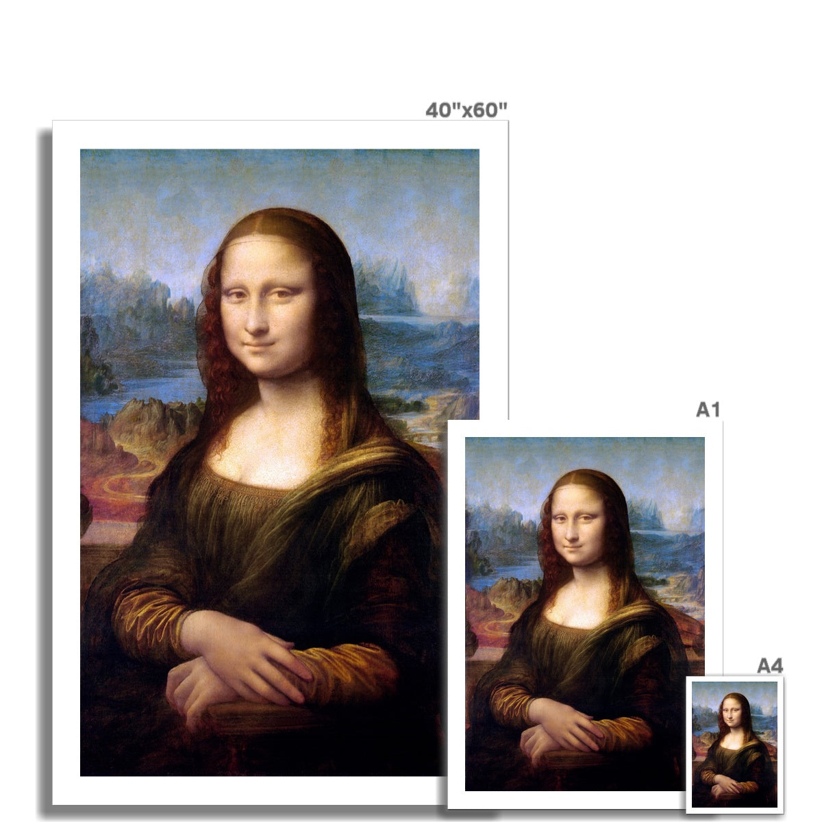 &#39;Mona Lisa&#39; by Leonardo da Vinci . Open Edition Fine Art Print. Art Gallery Historic Art