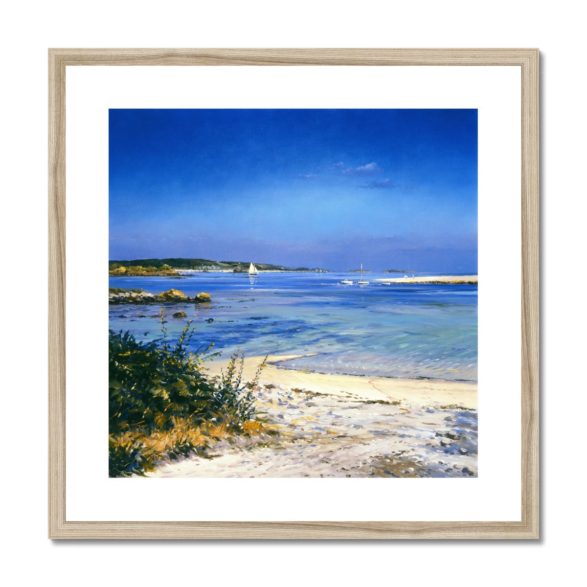 Ted Dyer Framed Open Edition Cornish Fine Art Print. &#39;Clear Waters, Tresco&#39;. Cornwall Art Gallery