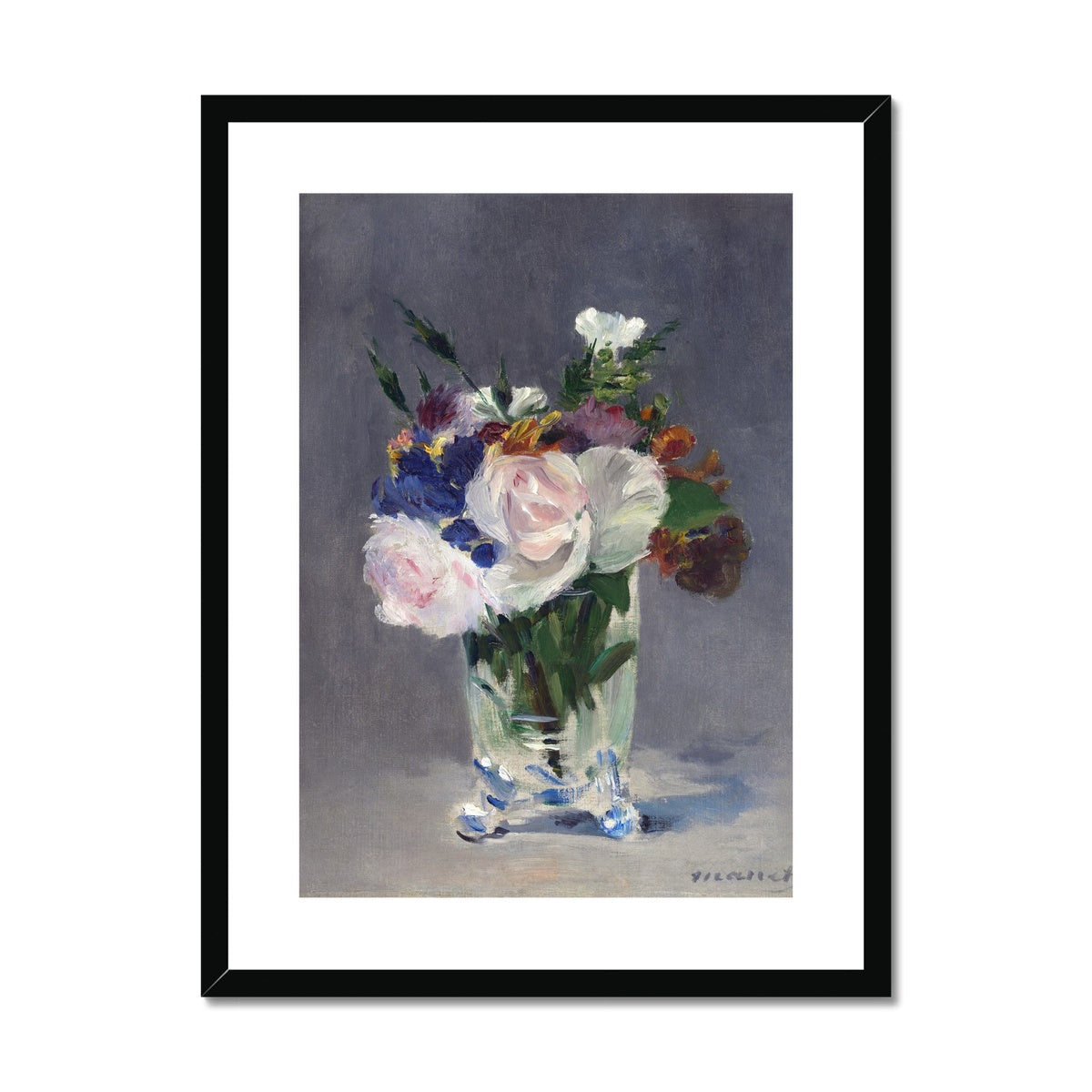 'Flowers in a Crystal Vase' Still Life by Edouard Manet. Framed Open Edition Fine Art Print. Historic Art