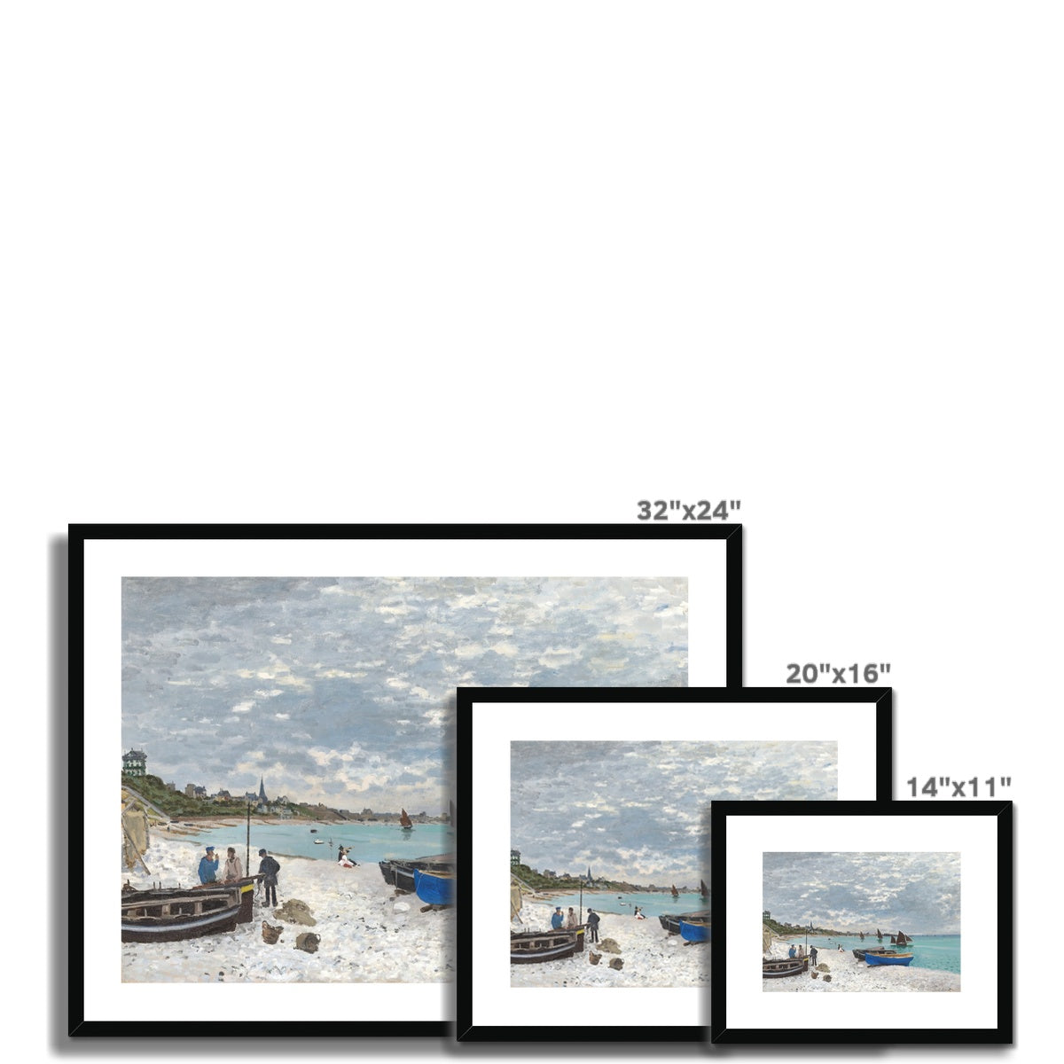 Claude Monet Framed Open Edition Art Print. &#39;The Beach at Sainte-Adresse&#39;. Art Gallery Historic Art