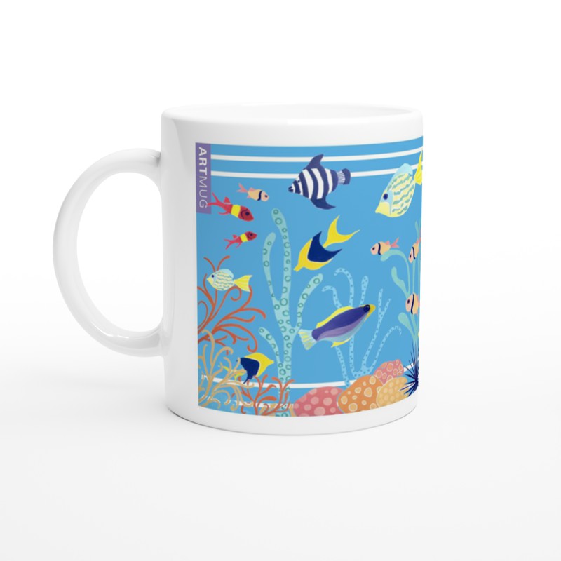 Art Mug by Artist Joanne Shrot of tropical sea fish and reef,