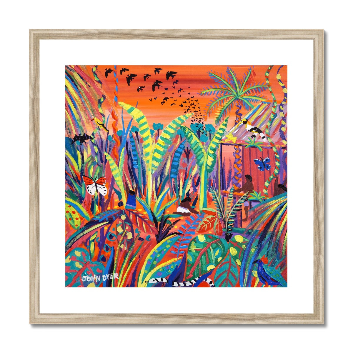 John Dyer Framed Open Edition Jungle Fine Art Print. &#39;Borneo Rainforest Sunset&#39;. Cornwall Art Gallery