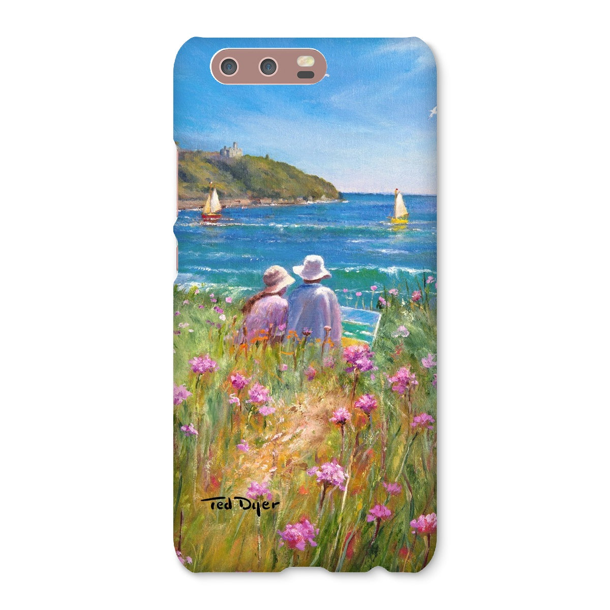 Snap Art Phone Case. Sea Pinks and Painters, Falmouth. Artist Ted Dyer. Cornwall Art Gallery