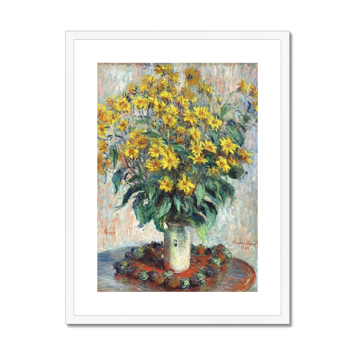 &#39;Jerusalem Artichoke Flowers&#39; Still Life by Claude Monet. Framed Open Edition Fine Art Print. Historic Art