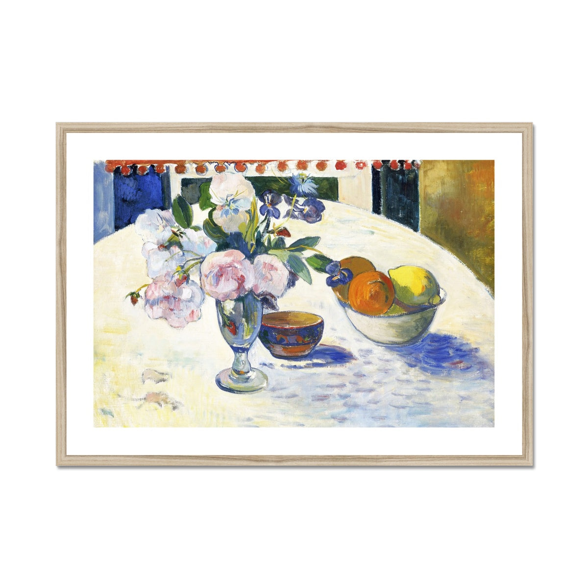 Paul Gauguin Still Life Framed Open Edition Art Print. &#39;Flowers and a Bowl of Fruit. Art Gallery Historic Art