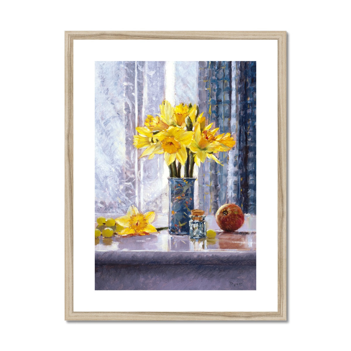 Ted Dyer Framed Open Edition Cornish Fine Art Print. &#39;Daffodils Still Life&#39;. Cornwall Art Gallery