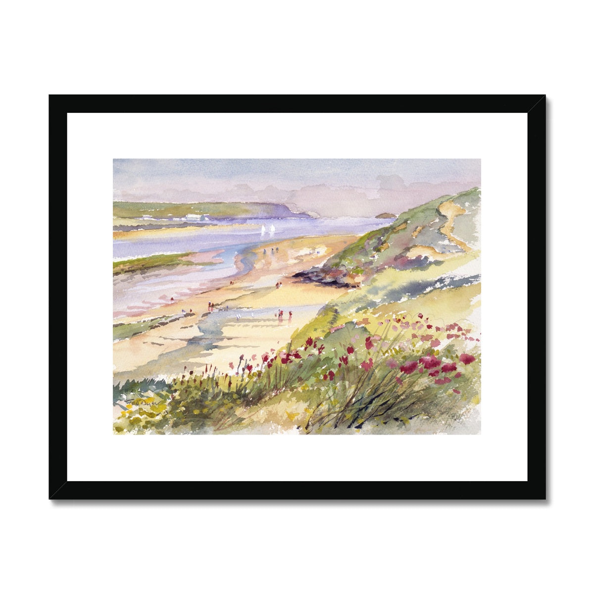 Ted Dyer Framed Open Edition Cornish Fine Art Print. &#39;View of the Camel Estuary and Dayer Bay from Rock&#39;. Cornwall Art Gallery