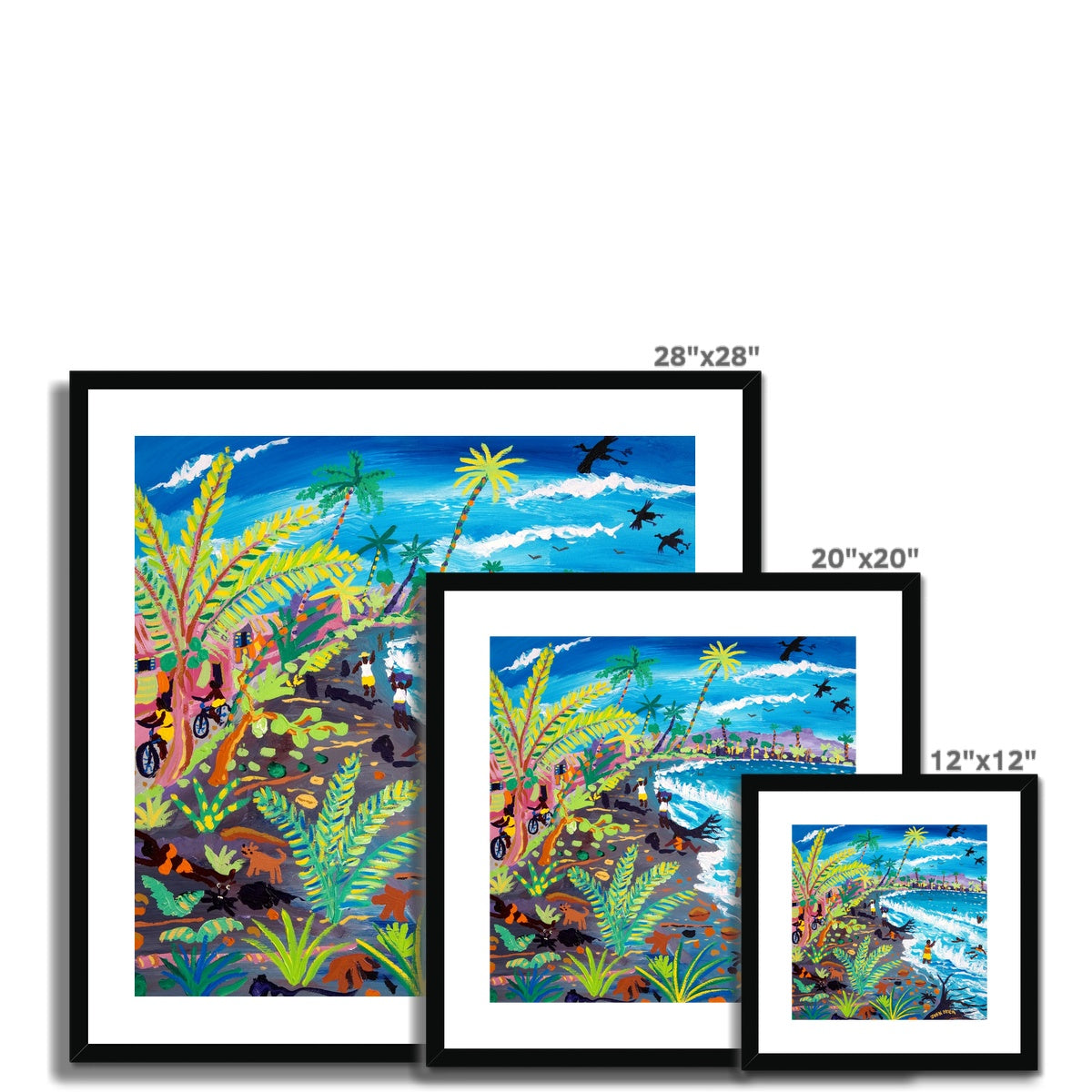 John Dyer Framed Open Edition Cornish Art Print. &#39;Caribbean Beach Life, Costa Rica&#39;. Caribbean Art Gallery