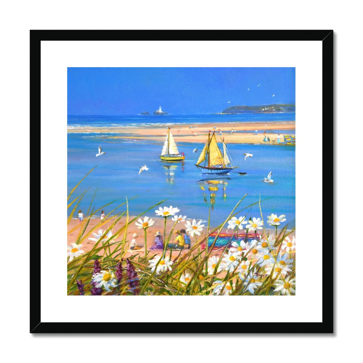 Ted Dyer Framed Open Edition Cornish Fine Art Print. &#39;Warmth of the Day, Hayle&#39;. Cornwall Art Gallery