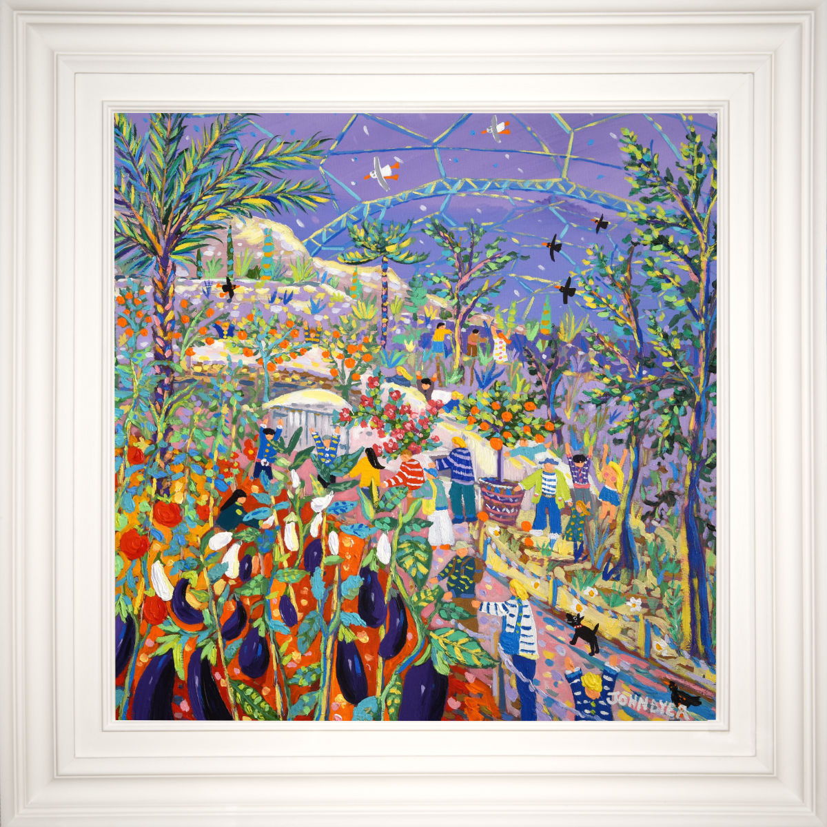 &#39;Mediterranean Colour, Eden Project&#39;. 24x24 inches acrylic on canvas. Garden Paintings of Cornwall by John Dyer from our Cornwall Art Gallery