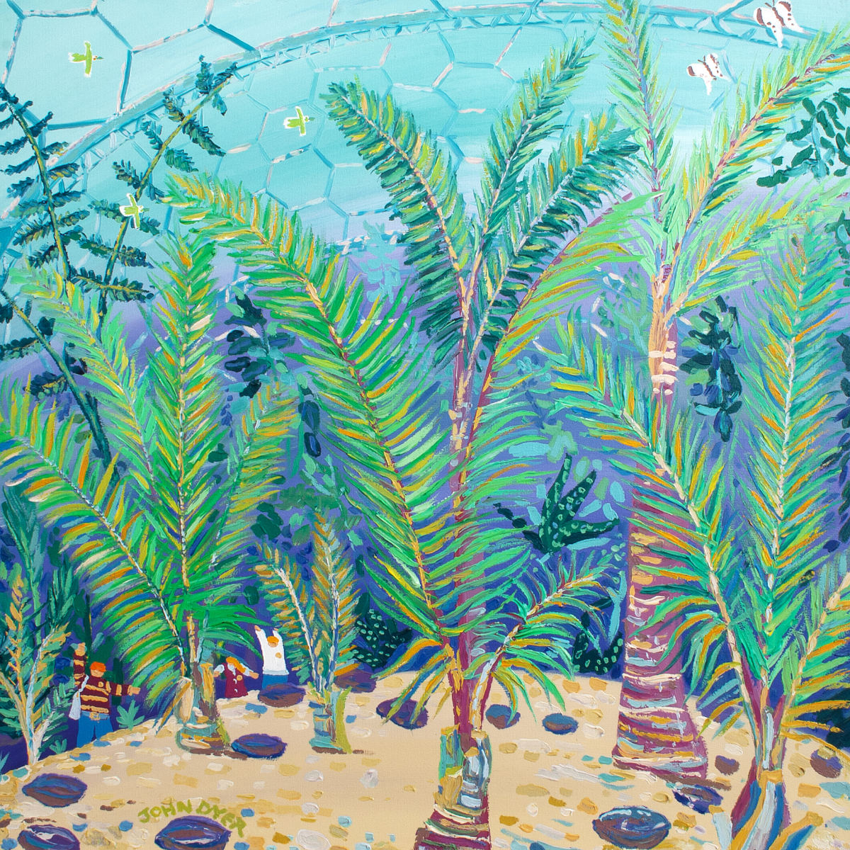 Original Garden Painting by John Dyer. 'Palm Beach at the Eden Project'. Cornwall Art Gallery