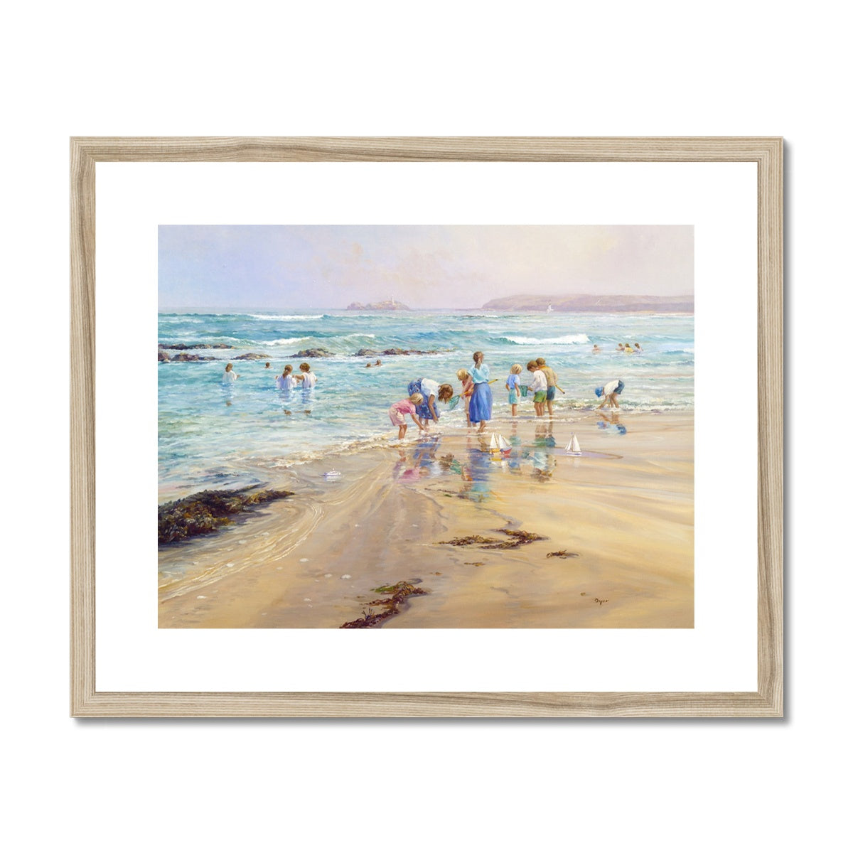 Ted Dyer Framed Open Edition Cornish Fine Art Print. &#39;A Cornish Summer, Gwithian&#39;. Cornwall Art Gallery