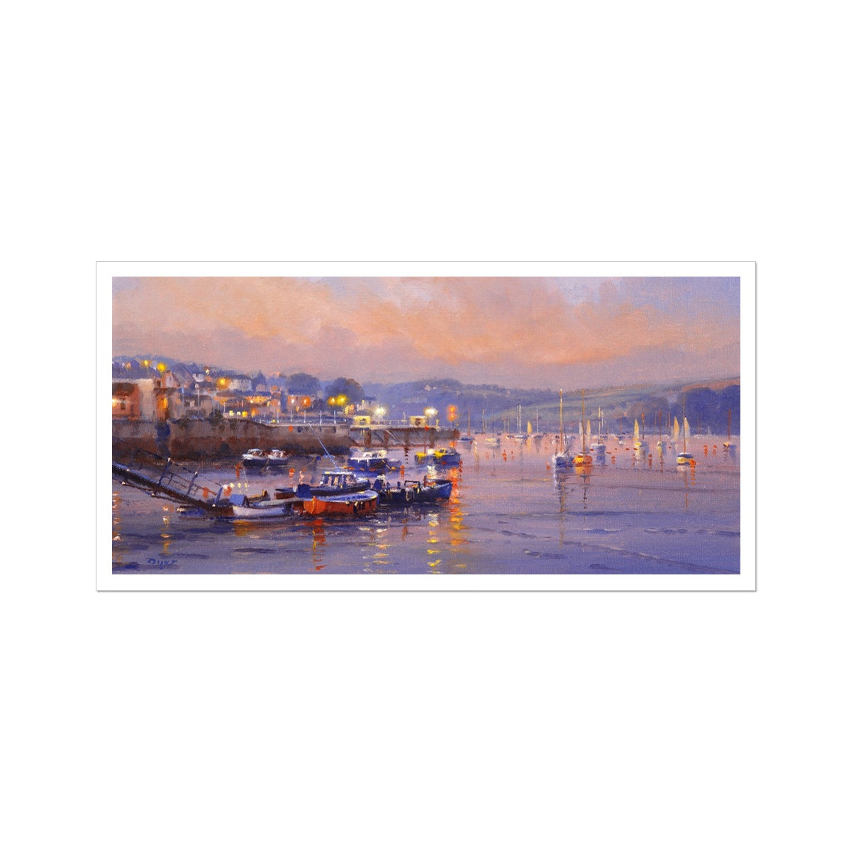 Ted Dyer Fine Art Print. Open Edition Cornish Art Print. &#39;Summer Evening, Falmouth Harbour&#39;. Cornwall Art Gallery