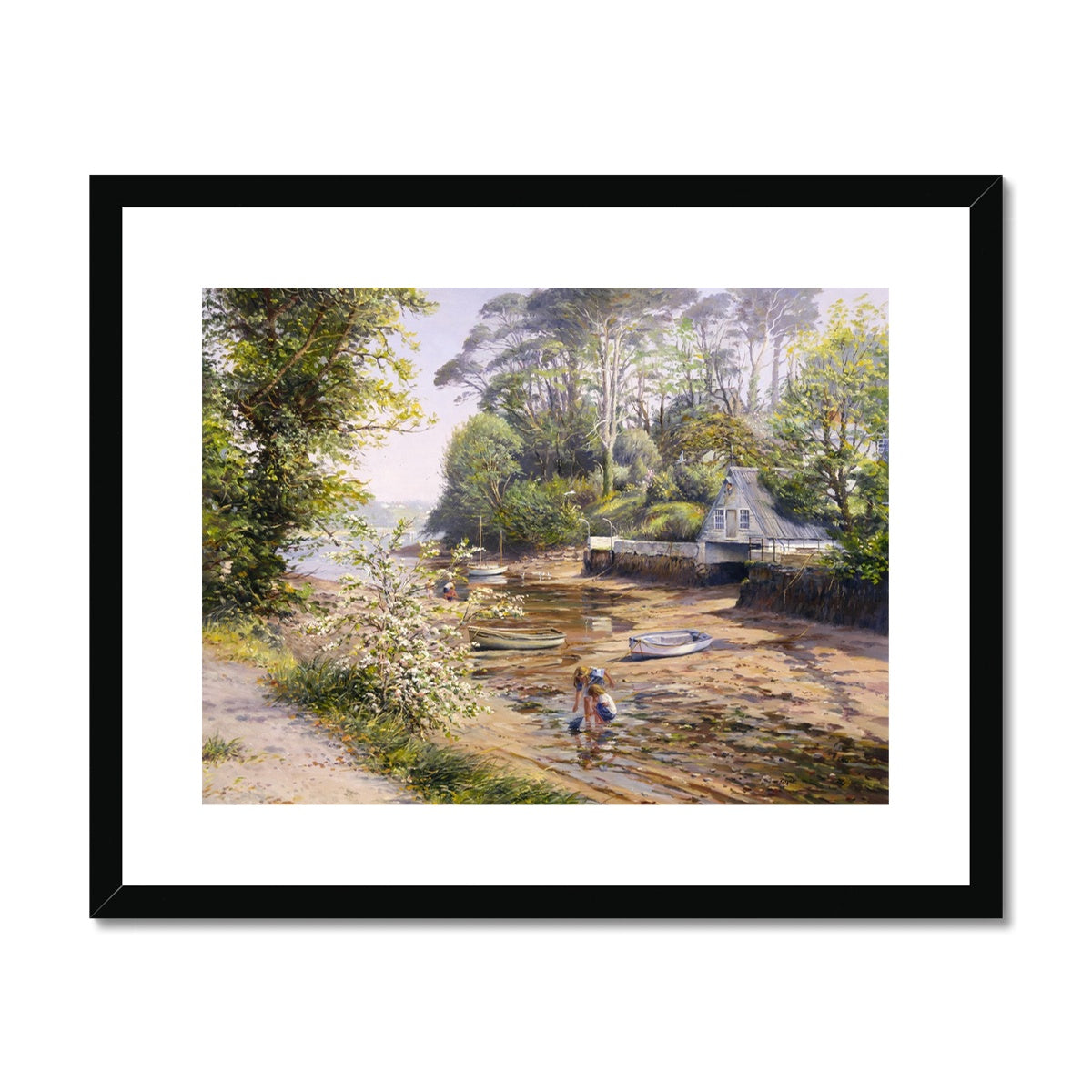 Ted Dyer Framed Open Edition Cornish Fine Art Print. 'Springtime at Helford'. Cornwall Art Gallery
