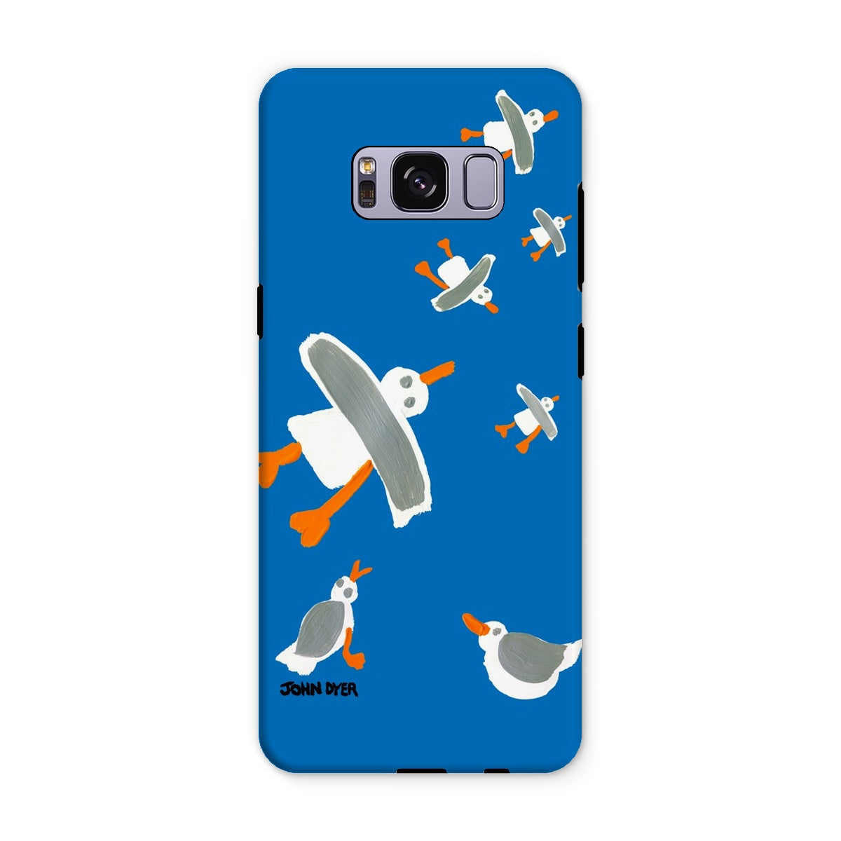 Tough Art Phone Case. Cornish Seagulls - Blue Colour. Artist John Dyer. Cornwall Art Gallery