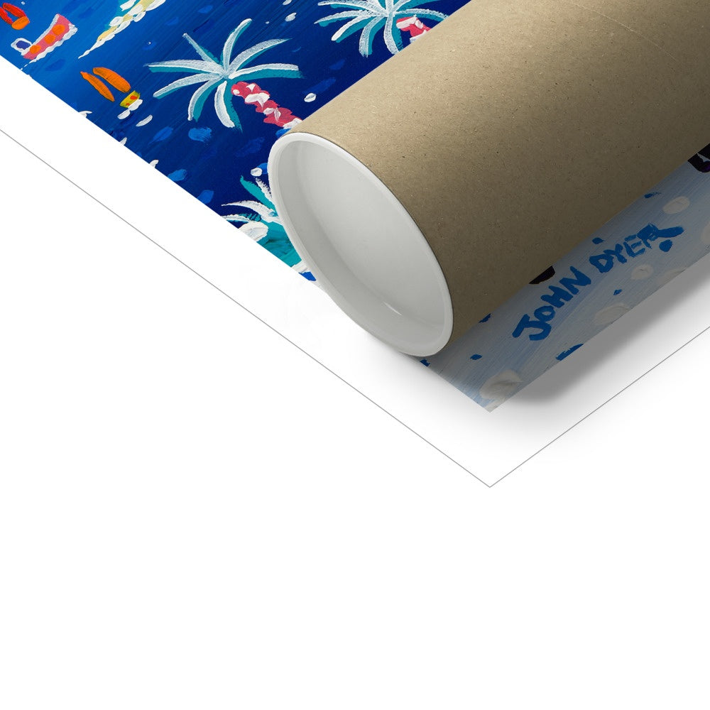 John Dyer Fine Art Print. Open Edition Cornish Art Print. 'Snowy Walkies, St Michael's Mount'. Cornwall Art Gallery