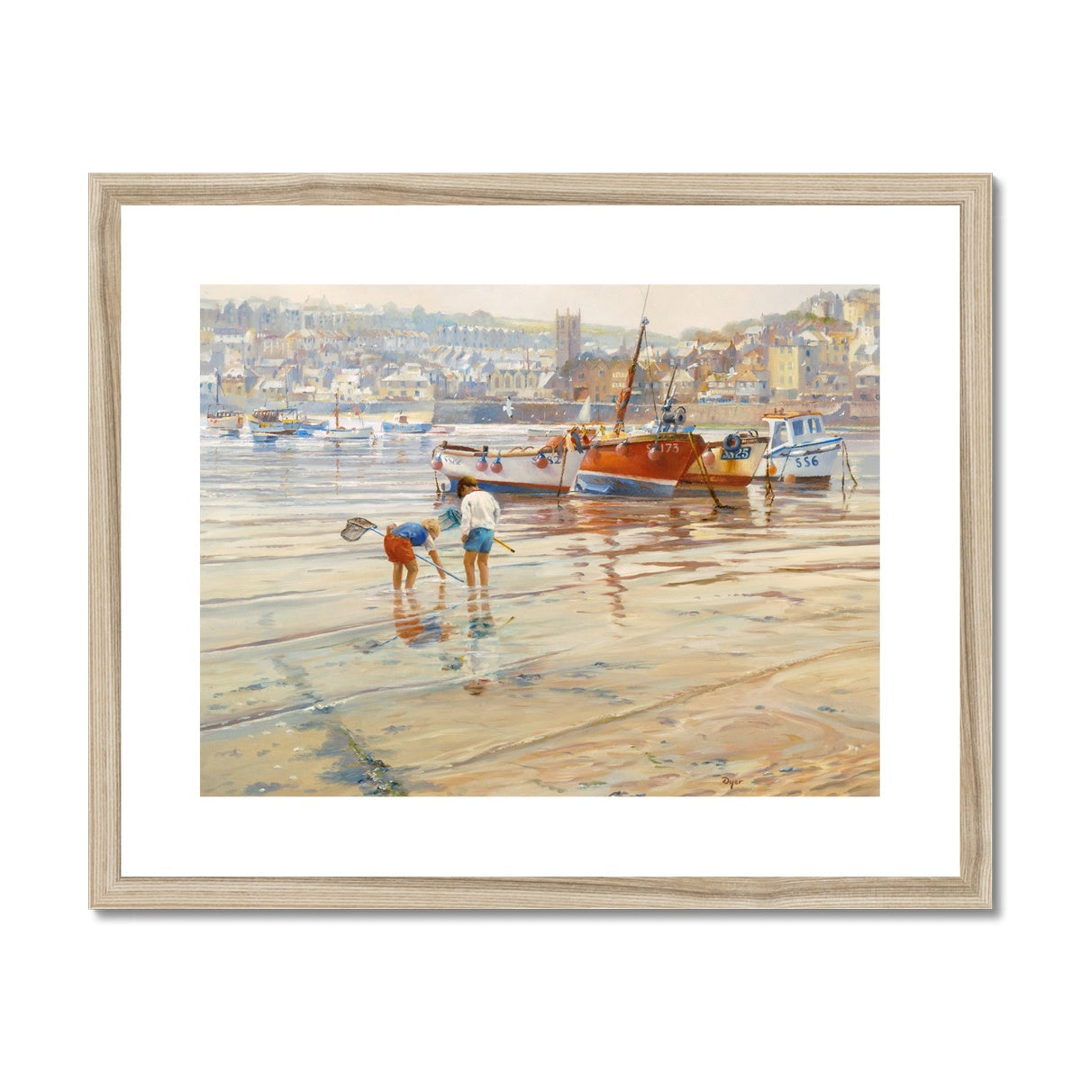 Ted Dyer Framed Open Edition Cornish Fine Art Print. &#39;Calm Waters, St Ives Harbour&#39;. Cornwall Art Gallery