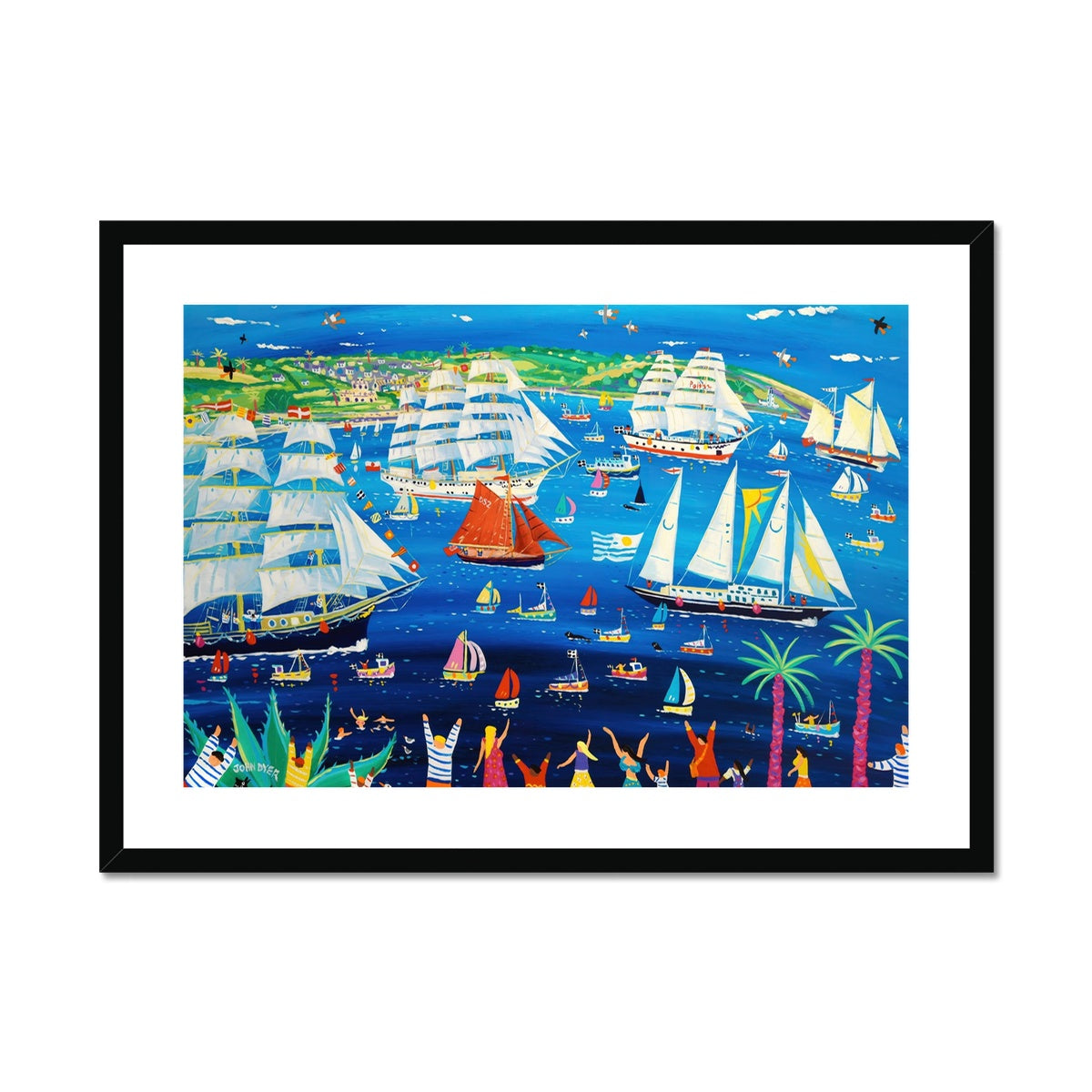 John Dyer Framed Open Edition Cornish Fine Art Print. Falmouth Tall Ships Races 2023. Cornwall Art Gallery