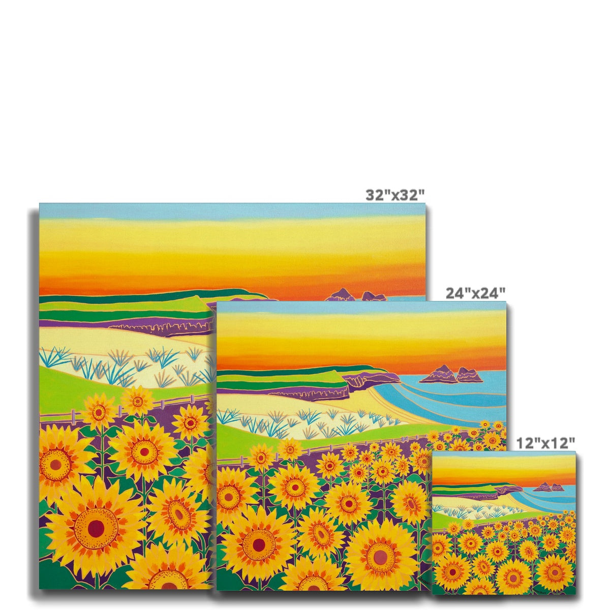 'Sunny Sunflowers, Holywell Bay', Canvas Art Print by Joanne Short