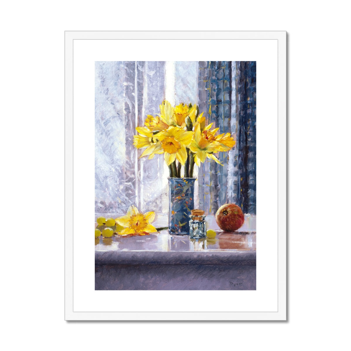 Ted Dyer Framed Open Edition Cornish Fine Art Print. 'Daffodils Still Life'. Cornwall Art Gallery