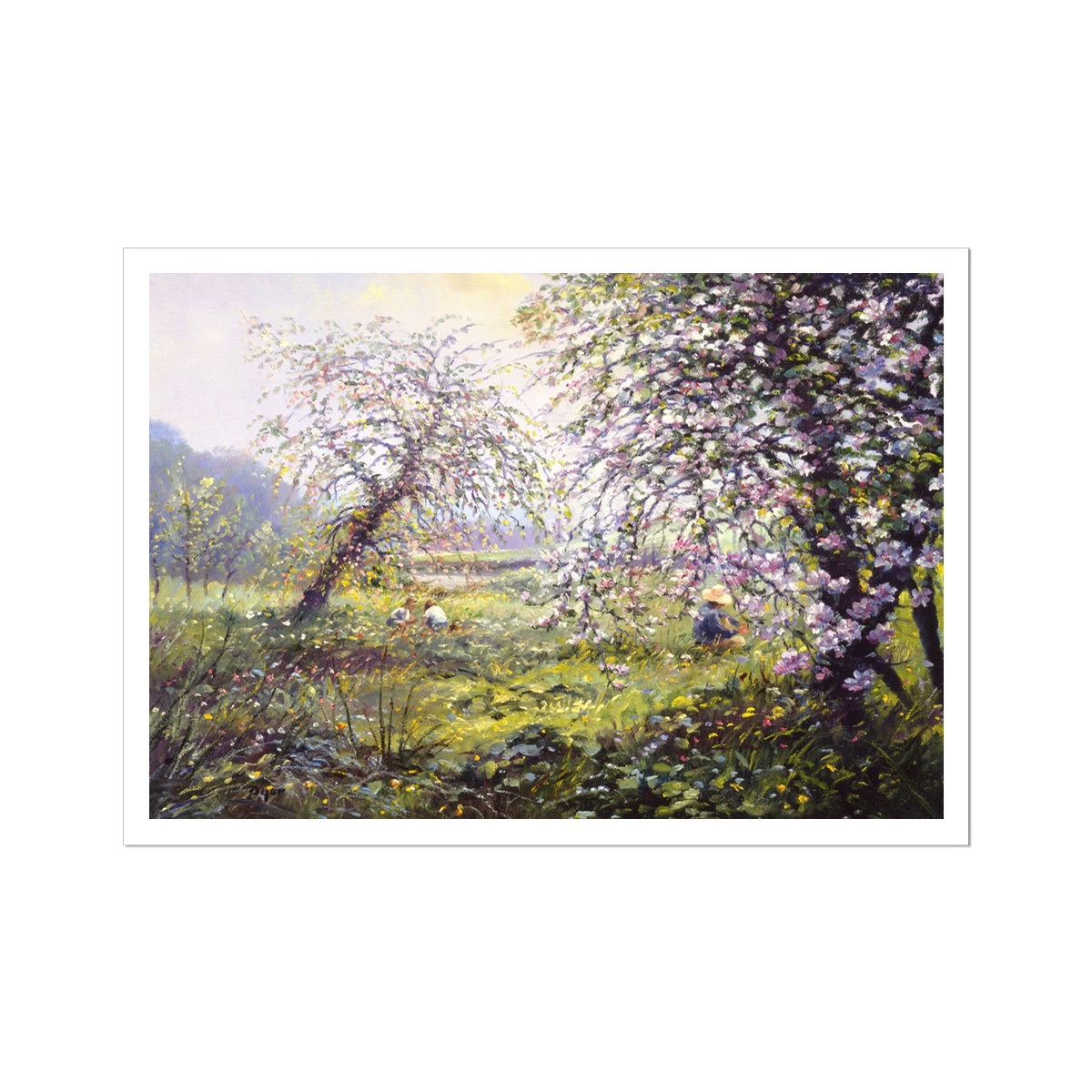 Ted Dyer Fine Art Print. Open Edition Cornish Art Print. 'Playing in the Apple Orchard'. Cornwall Art Gallery