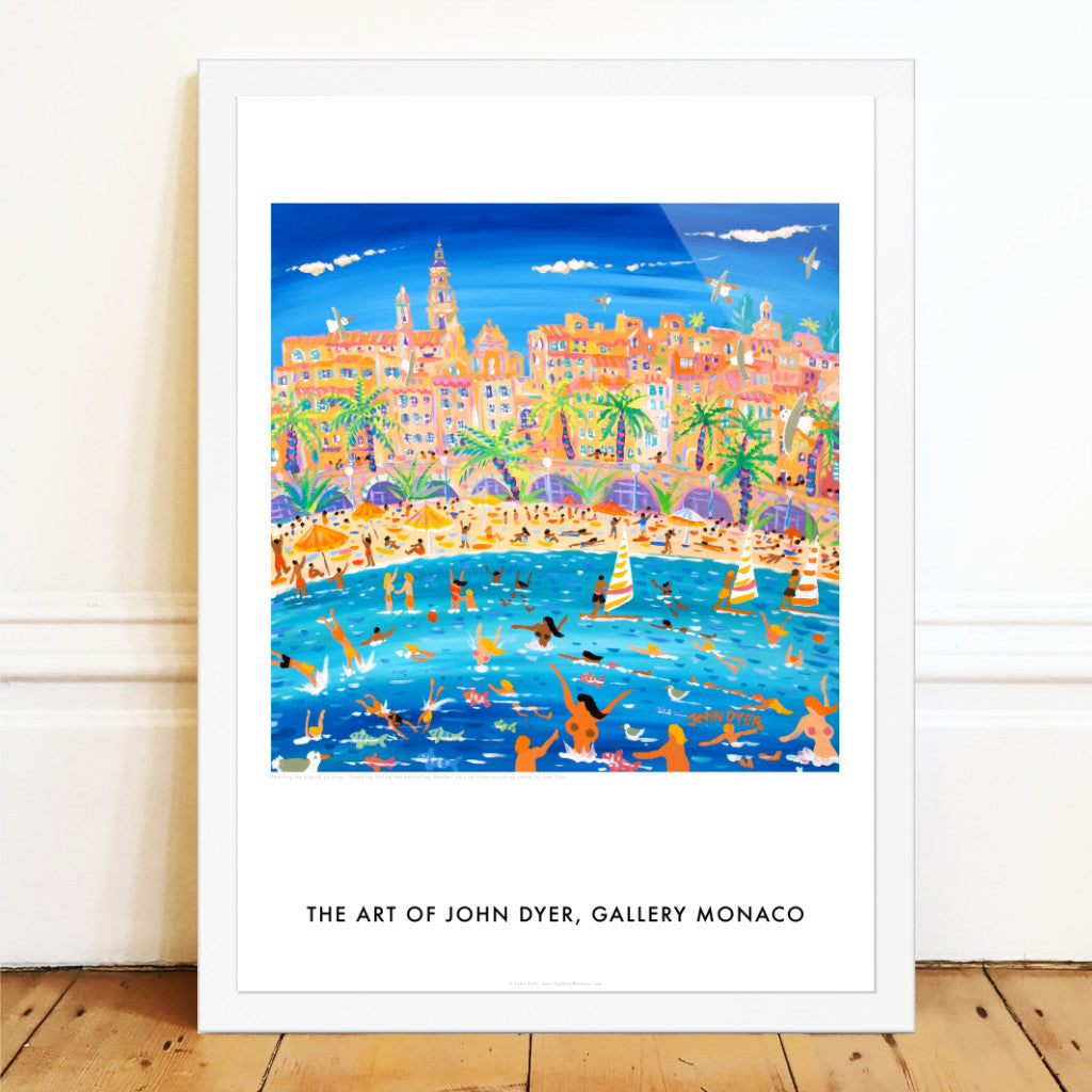 John Dyer French Wall Art Poster Print. Swimming, Sailing and Snorkelling, Menton, France