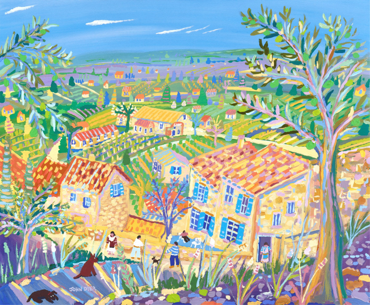 Limited Edition Print by Artist John Dyer. &#39;Under the Shade of the Olive Trees, Gigondas&#39;. French Art Gallery Print