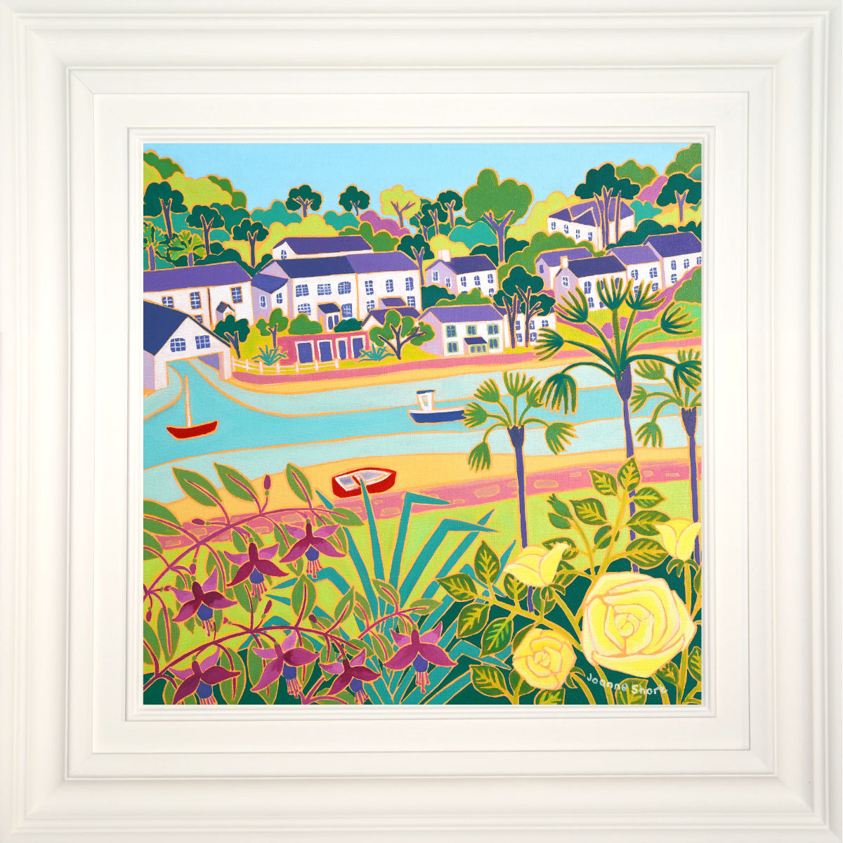 'Cottage Garden, Helford', 18x18 inches oil on canvas. Cornwall Painting by Cornish Artist Joanne Short. Cornish Art from our Cornwall Art Gallery