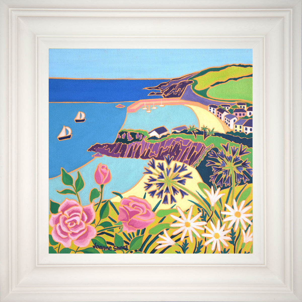 &#39;Summer Flowers, Gorran Haven&#39;, 12x12 inches oil on canvas. Cornwall Painting by Cornish Artist Joanne Short. Cornish Art from our Cornwall Art Gallery