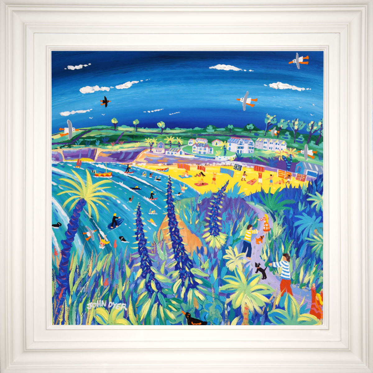 'Colourful Walk to Swanpool', 24x24 inches acrylic on canvas. Cornwall Painting by Cornish Artist John Dyer. Cornish Art from our Cornwall Art Gallery