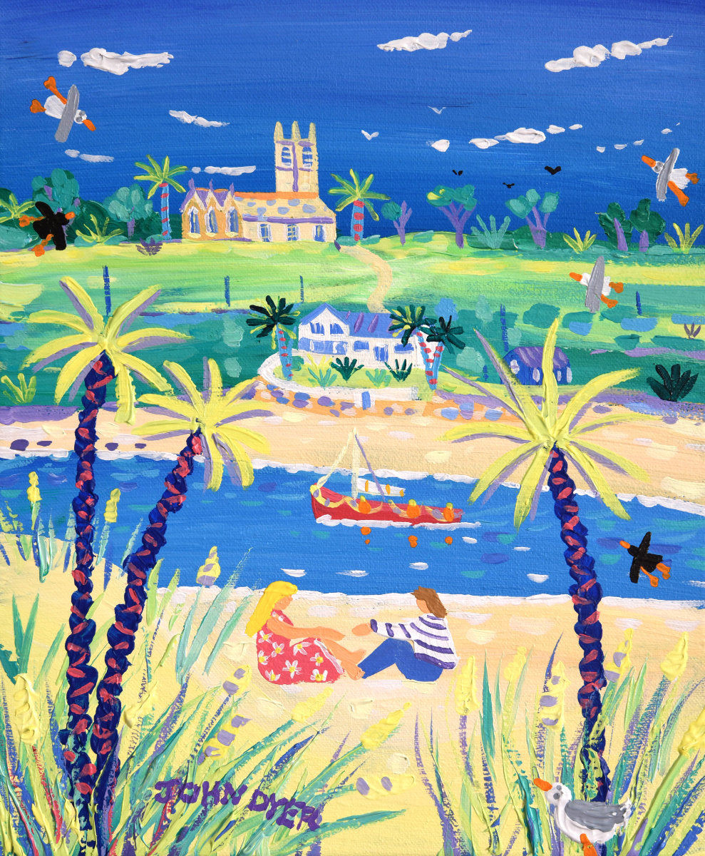 'In Love at Lelant, Hayle', 12x10 inches acrylic on canvas. Cornwall Painting by Cornish Artist John Dyer. Cornish Art from our Cornwall Art Gallery