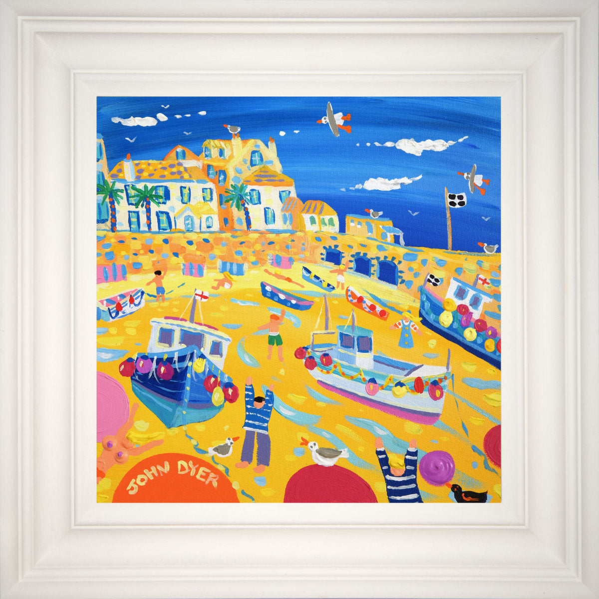 'Exploring the Harbour, St Ives', 12x12 inches acrylic on canvas. Paintings of Cornwall by Cornish Artist John Dyer. Cornwall Art Gallery