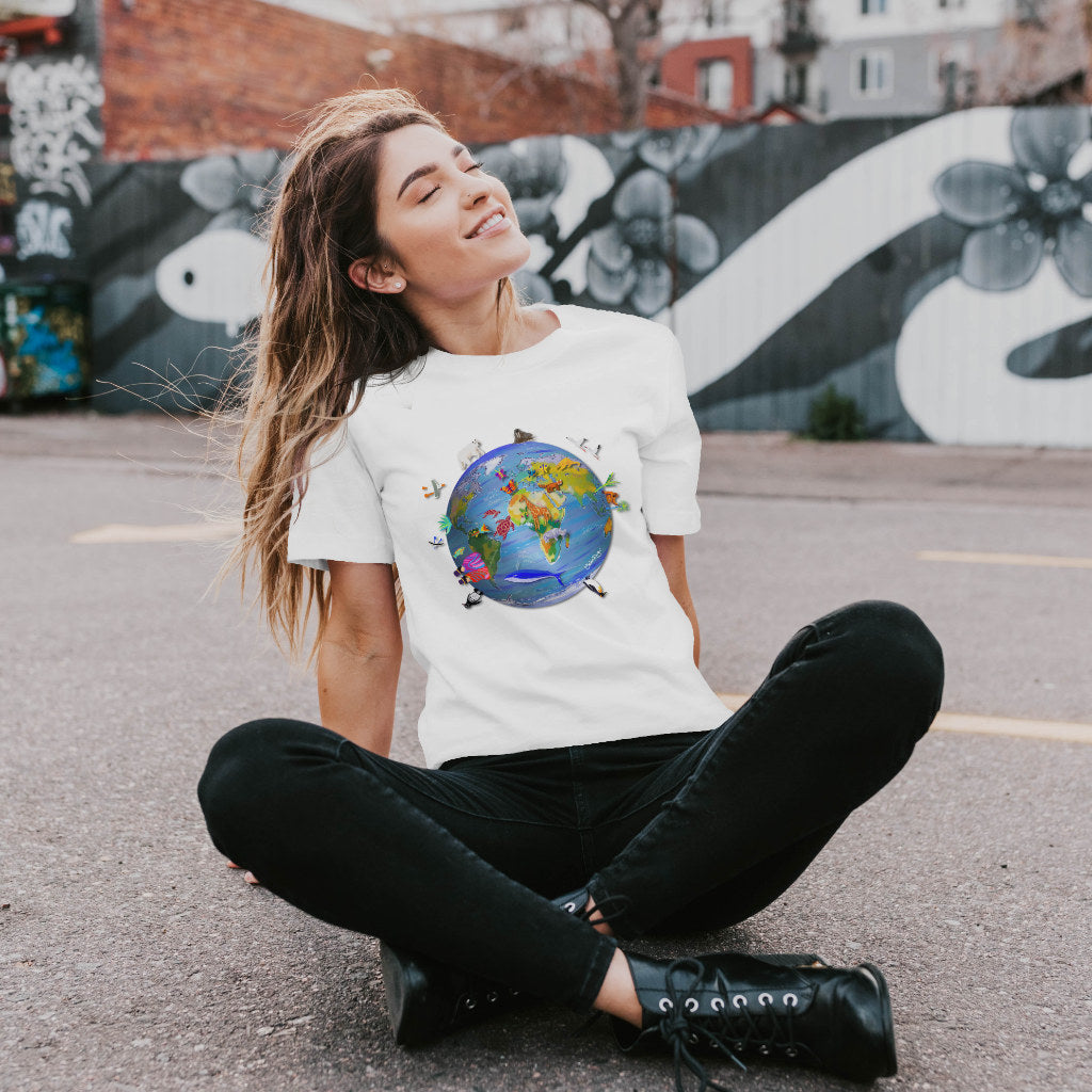 Earth Art T-Shirt by Artist John Dyer. Climate Change and Wildlife - Last Chance to Paint