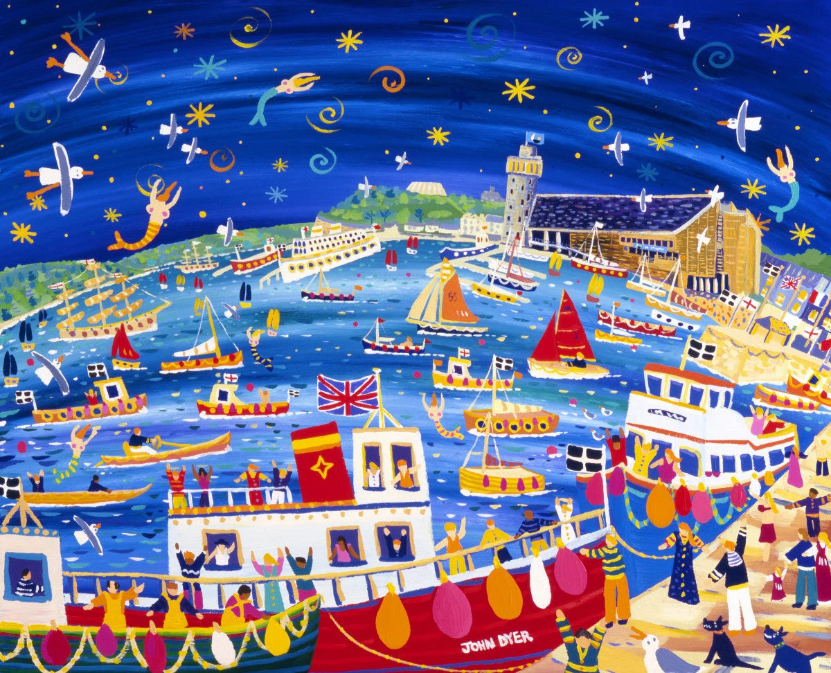 Limited Edition Print by Cornish Artist John Dyer. 'Magical Maritime Mermaids Falmouth.' National Maritime Museum Cornwall Print John Dyer