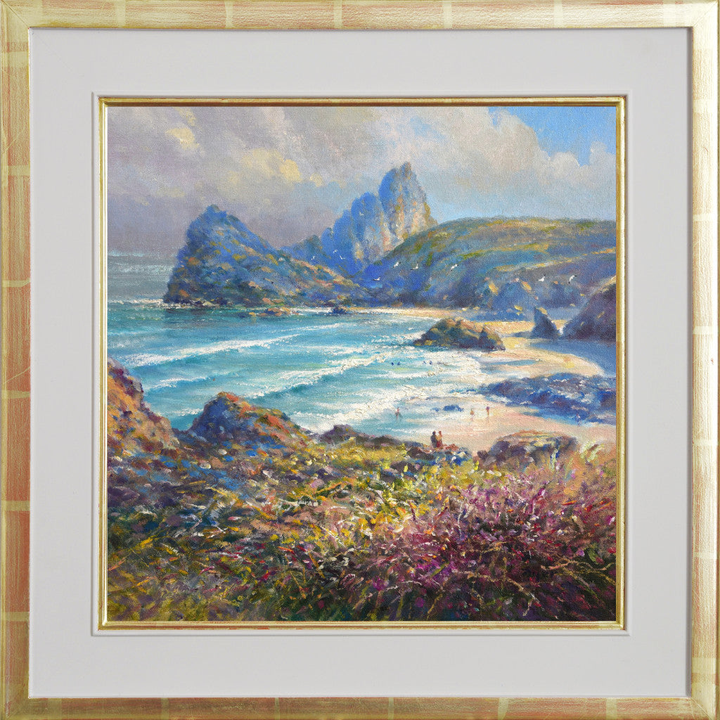 Ted Dyer painting. Soft Light, Kynance Cove. 14 x 14 inches oil on canvas.