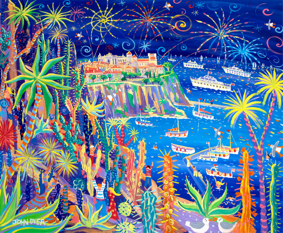 Limited Edition Print of Monaco by John Dyer. &#39;Exotique Nights, Monaco&#39;. Art Gallery Print