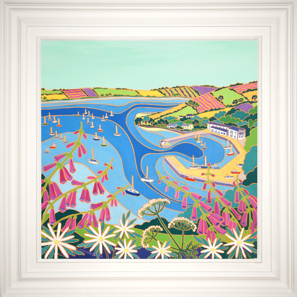 Original Painting by Joanne Short. Looking through the Wild Flowers to Mylor Harbour.  24 x 24 inches, oil on canvas
