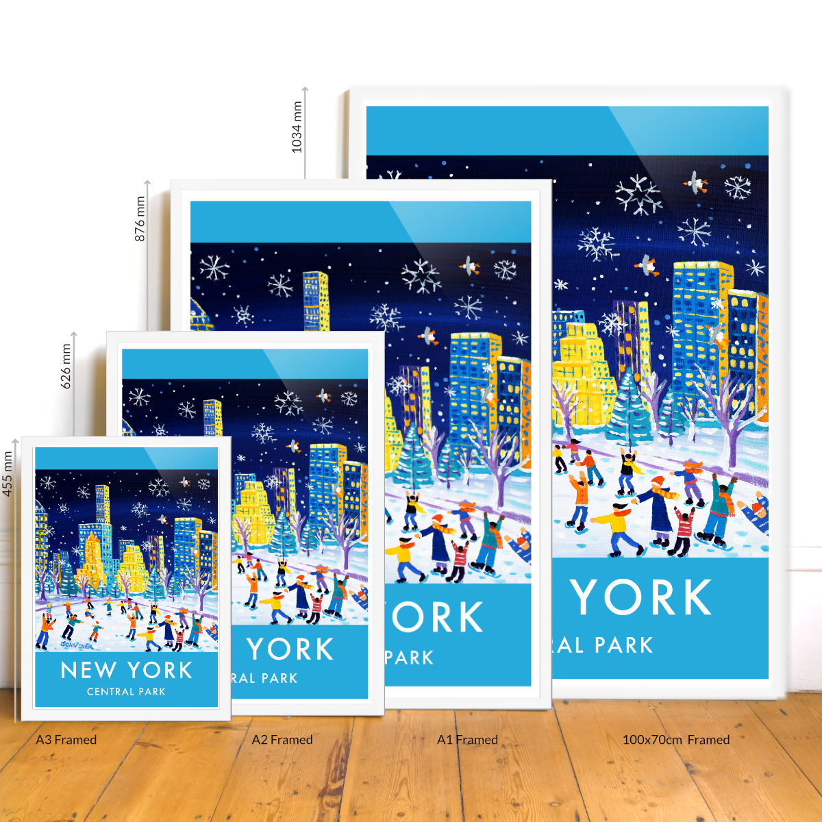 New York City Prints. Central Park Ice Skating. Vintage Style Travel Poster Art Print by John Dyer. Wall Art Gallery NY