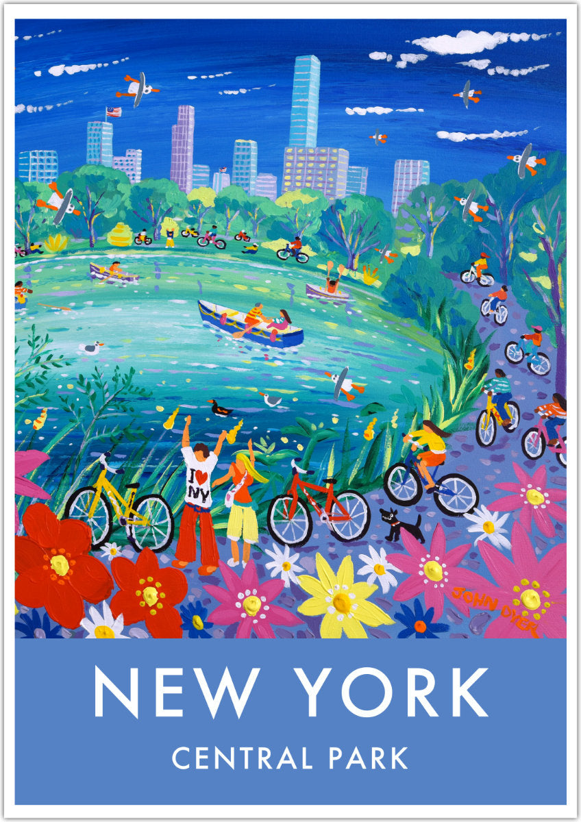 New York City Prints. Central Park Cycling. Art Posters of New York by John Dyer. Wall Art Gallery NY