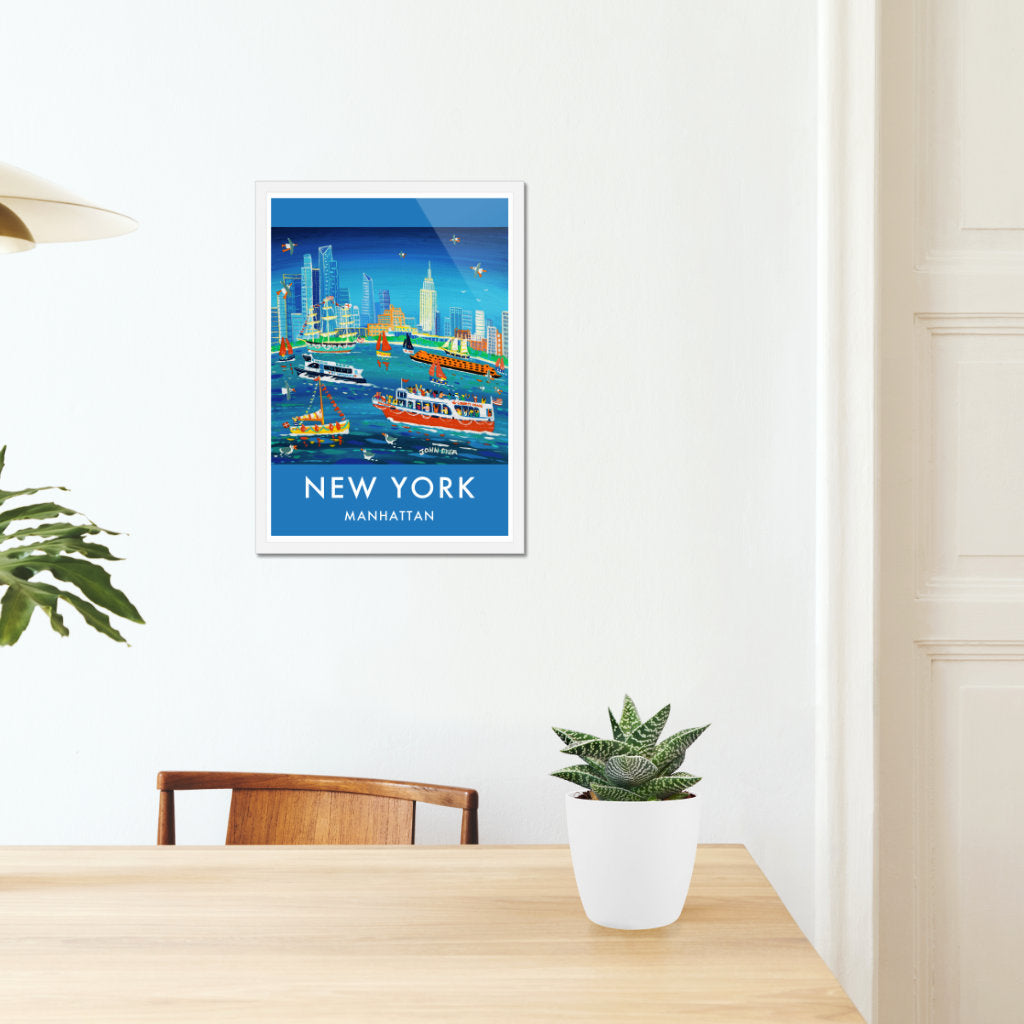 New York City Prints. Manhattan Ferry Boats. Art Posters of New York by John Dyer. Wall Art Gallery NY