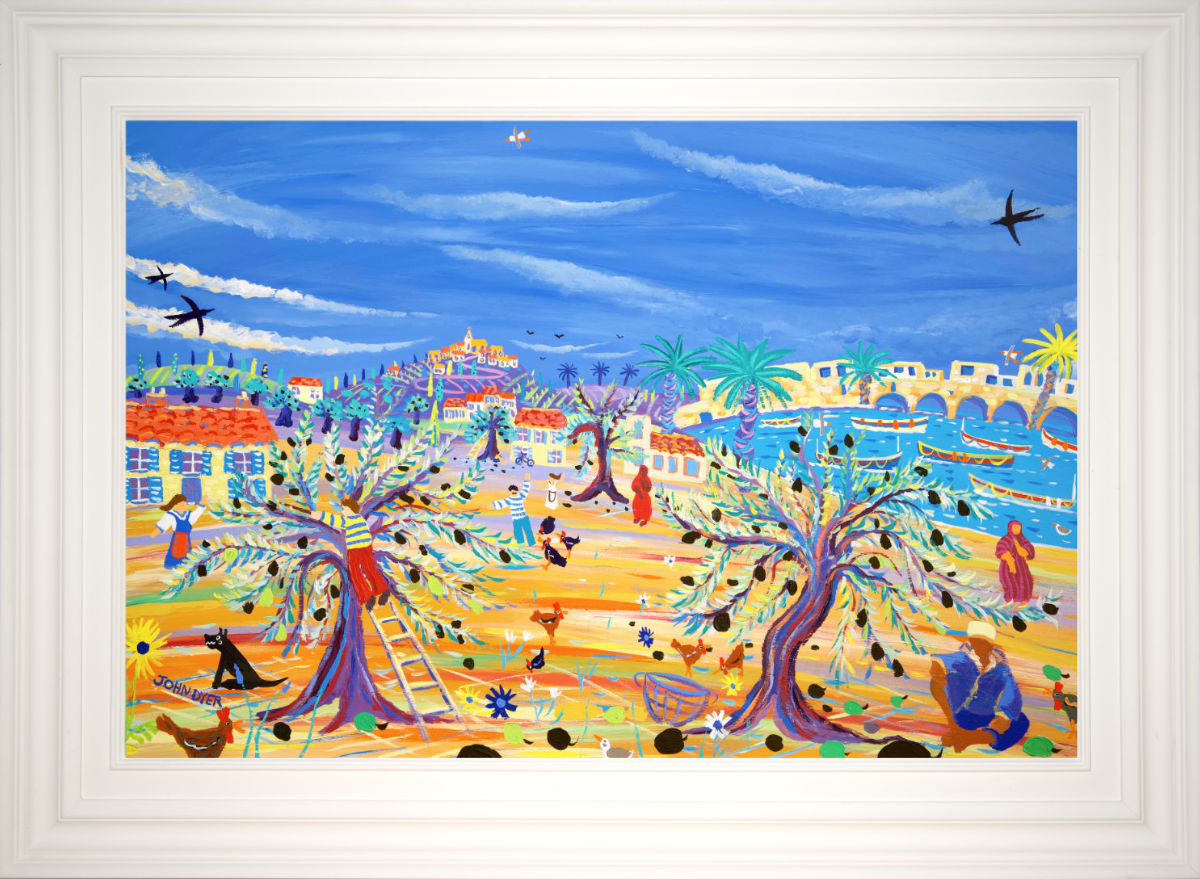 Original Painting by John Dyer. 'The Olive Route'. Mediterranean Olive harvest Painting