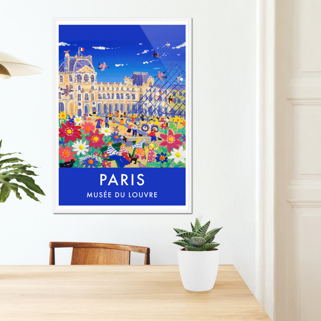 French Print of the Musée Du Louvre, Paris. Vintage Style Travel Poster Art Print by John Dyer. France Wall Art