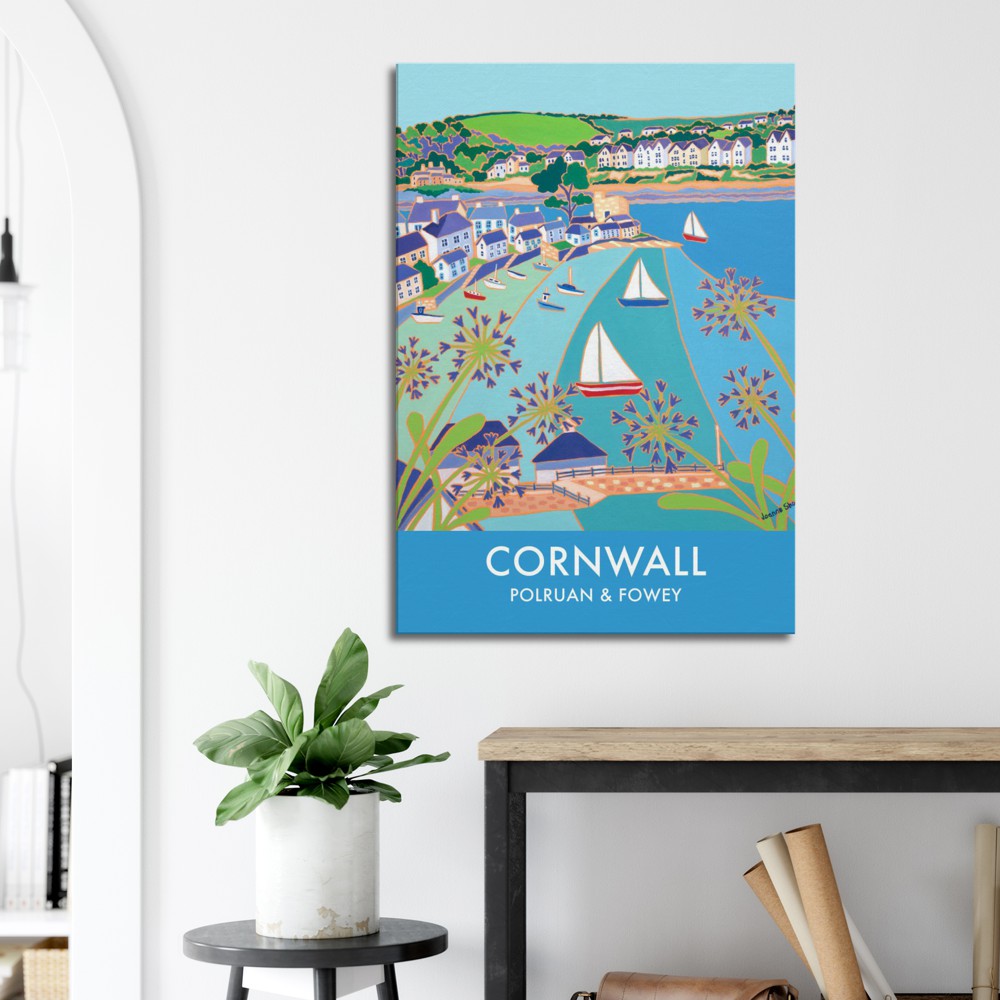 Canvas Art Print by Joanne Short of Polruan and Fowey, Cornwall from our Cornwall Art gallery