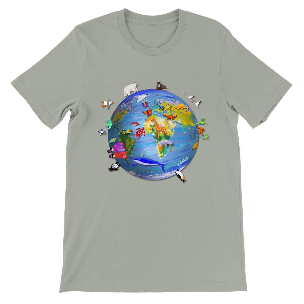 Earth Art T-Shirt by Artist John Dyer. Climate Change and Wildlife - Last Chance to Paint