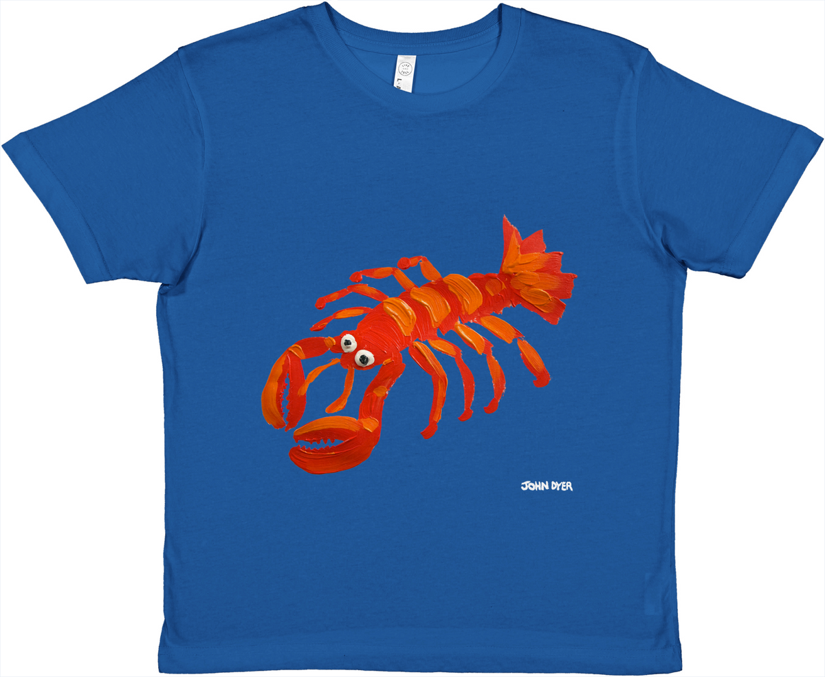 John Dyer Premium Kids Crewneck Unisex Art T-Shirt. Cornish Lobster