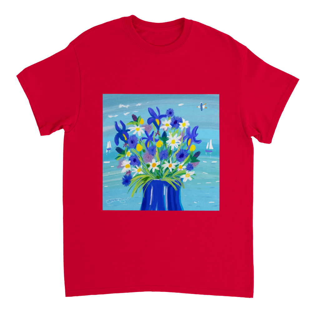John Dyer Unisex Cornwall Art T-Shirt. &#39;Seaside Flowers. Cornwall Art Gallery